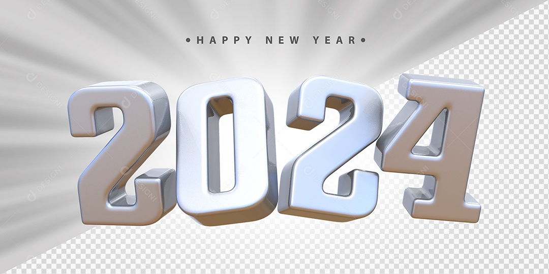 Feliz Ano Novo 2024 Branco Social Media PSD Editável