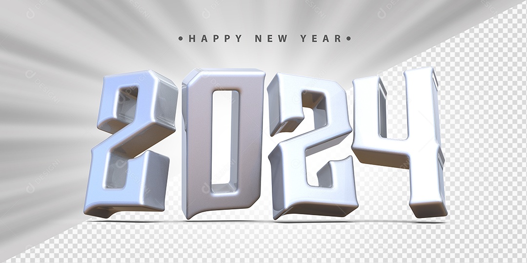 Feliz Ano Novo 2024 Branco Social Media PSD Editável