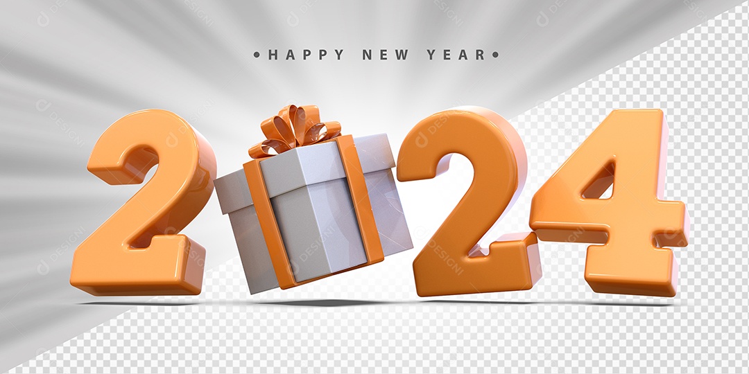 Feliz Ano Novo 2024 Laranjado Social Media PSD Editável