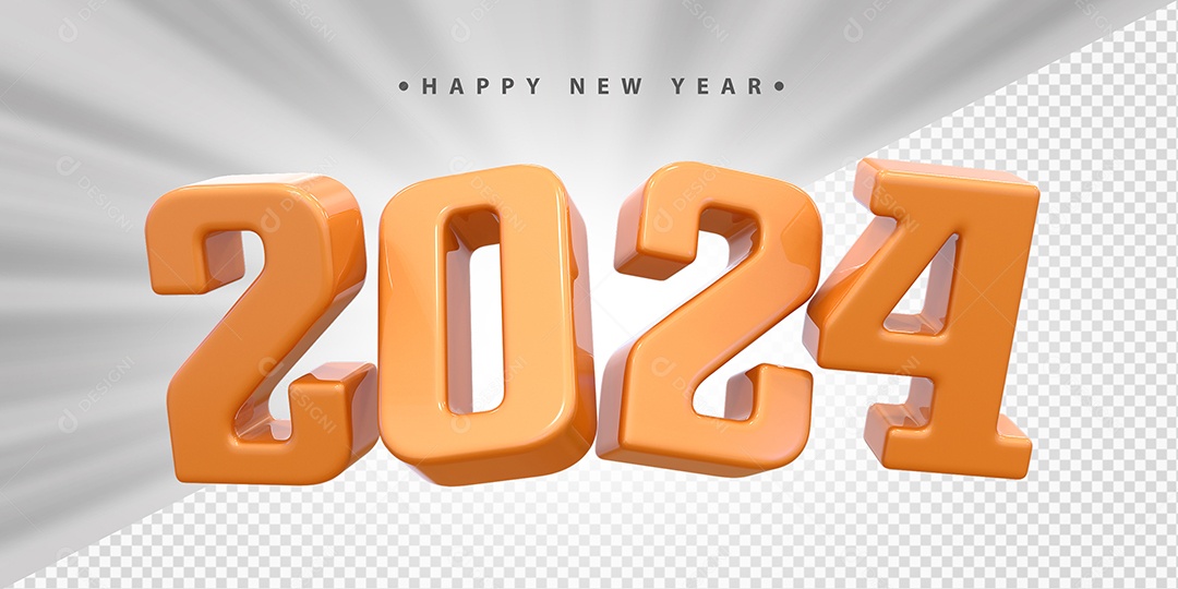 Feliz Ano Novo 2024 Laranjado Social Media PSD Editável