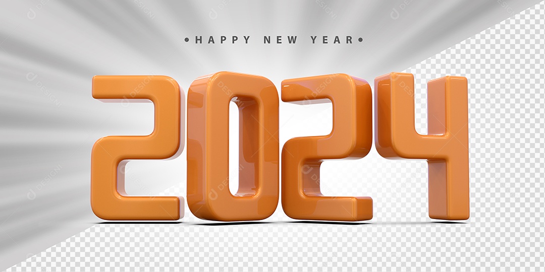 Feliz Ano Novo 2024 Laranjado Social Media PSD Editável