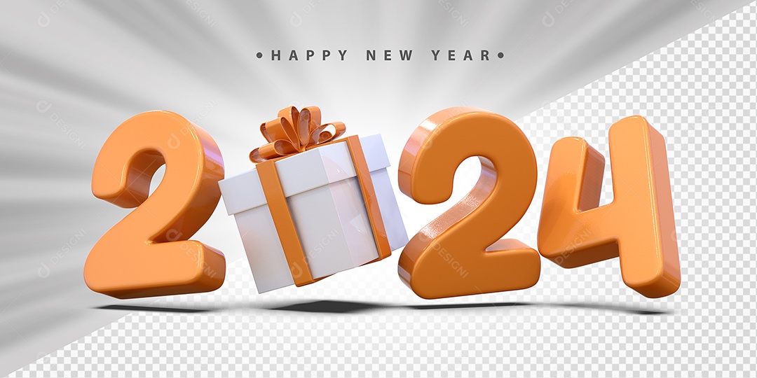 Feliz Ano Novo 2024 Laranjado Social Media PSD Editável