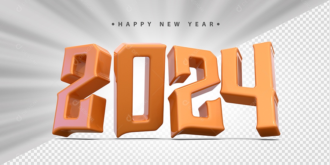 Feliz Ano Novo 2024 Laranjado Social Media PSD Editável
