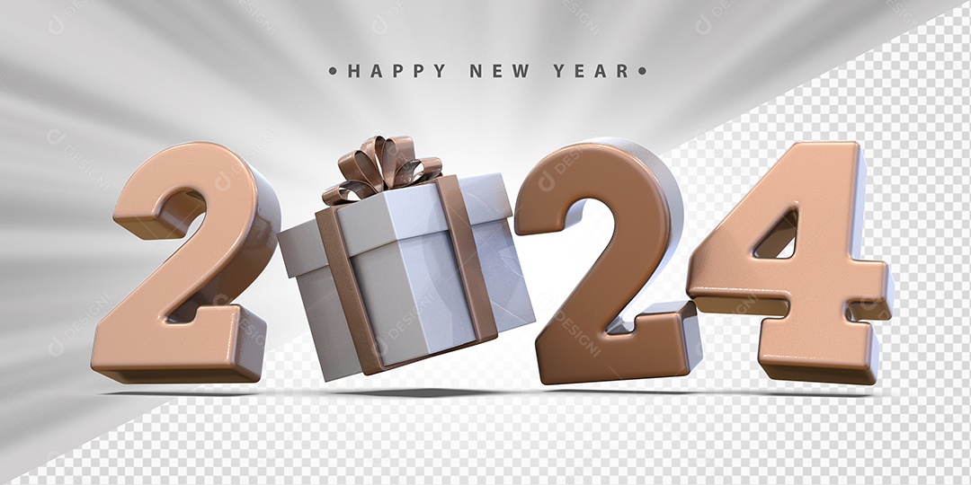 Feliz Ano Novo 2024 Marrom Social Media PSD Editável
