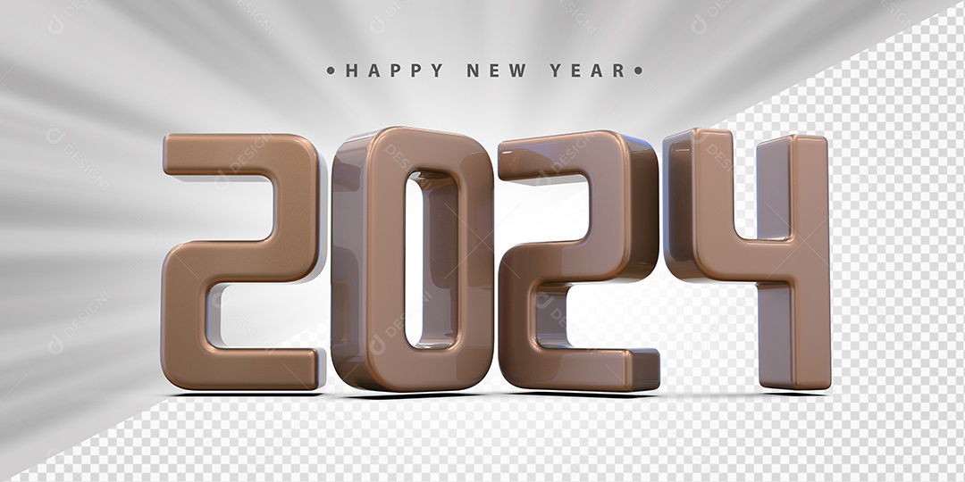 Feliz Ano Novo 2024 Marrom Social Media PSD Editável