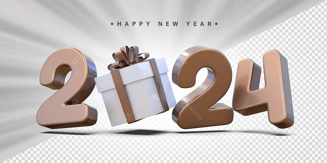 Feliz Ano Novo 2024 Marrom Social Media PSD Editável