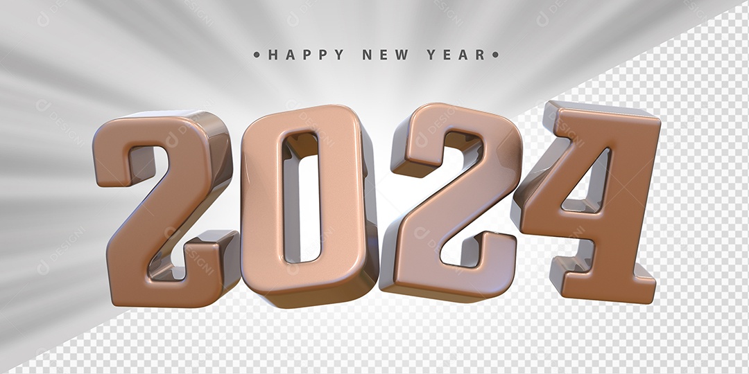Feliz Ano Novo 2024 Marrom Social Media PSD Editável