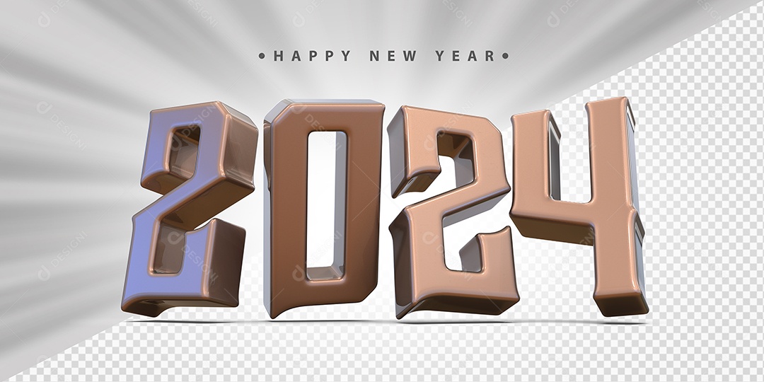 Feliz Ano Novo 2024 Marrom Social Media PSD Editável