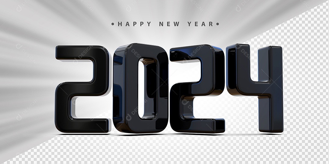 Feliz Ano Novo 2024 Preto Social Media PSD Editável