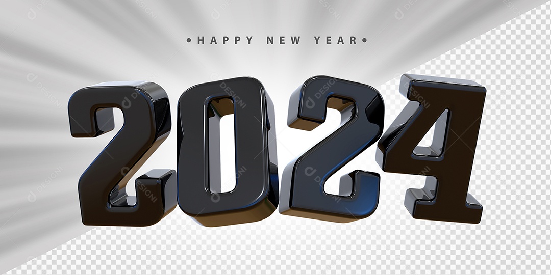 Feliz Ano Novo 2024 Preto Social Media PSD Editável