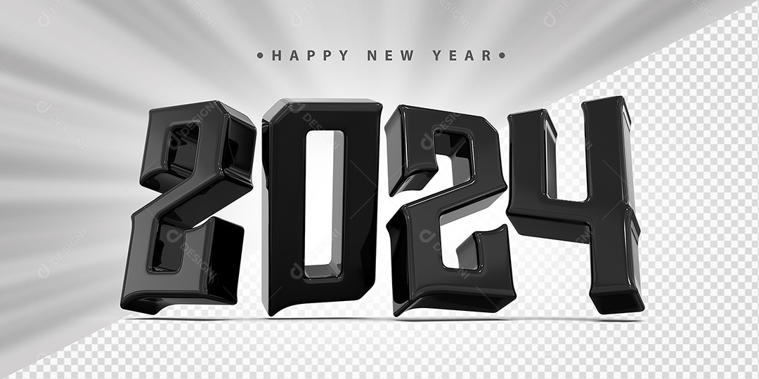 Feliz Ano Novo 2024 Preto Social Media PSD Editável