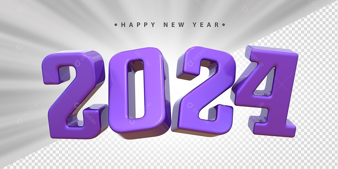 Feliz Ano Novo 2024 Roxo Social Media PSD Editável