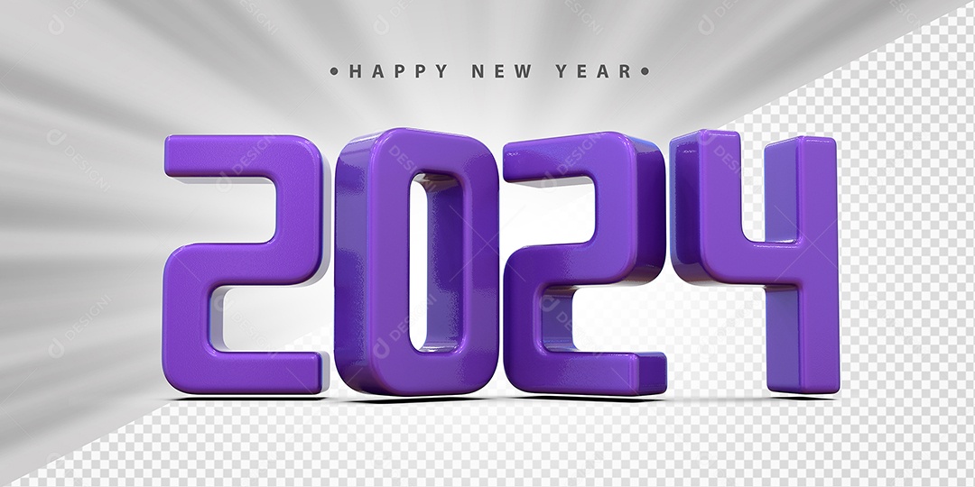 Feliz Ano Novo 2024 Roxo Social Media PSD Editável