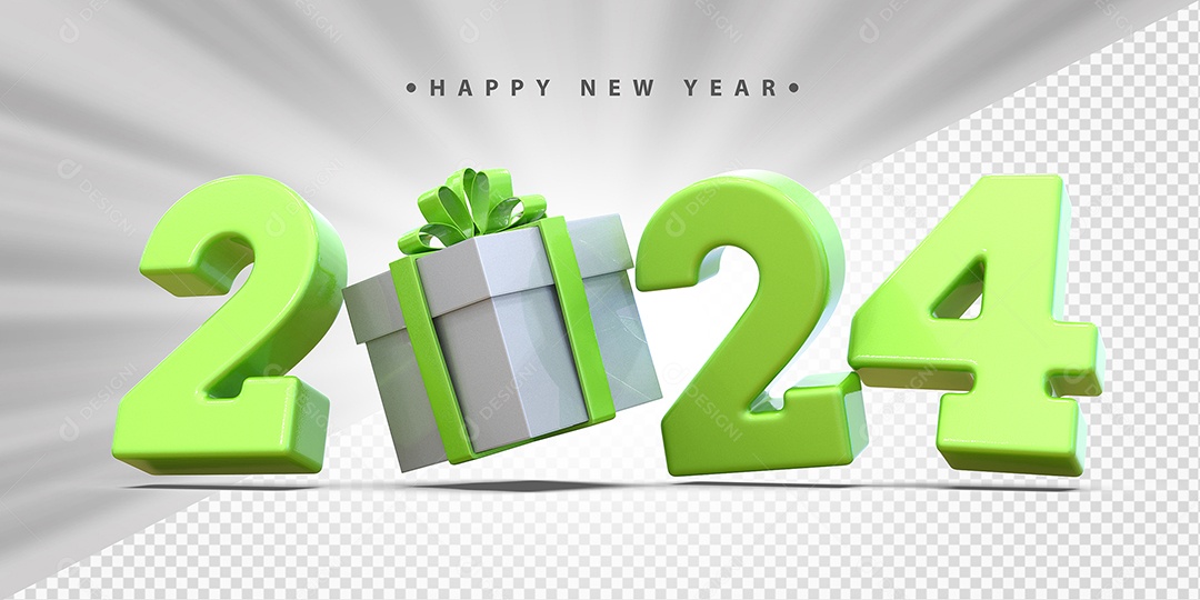 Feliz Ano Novo 2024 Verde Social Media PSD Editável