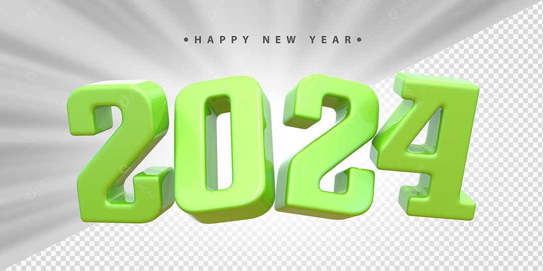 Feliz Ano Novo 2024 Verde Social Media PSD Editável
