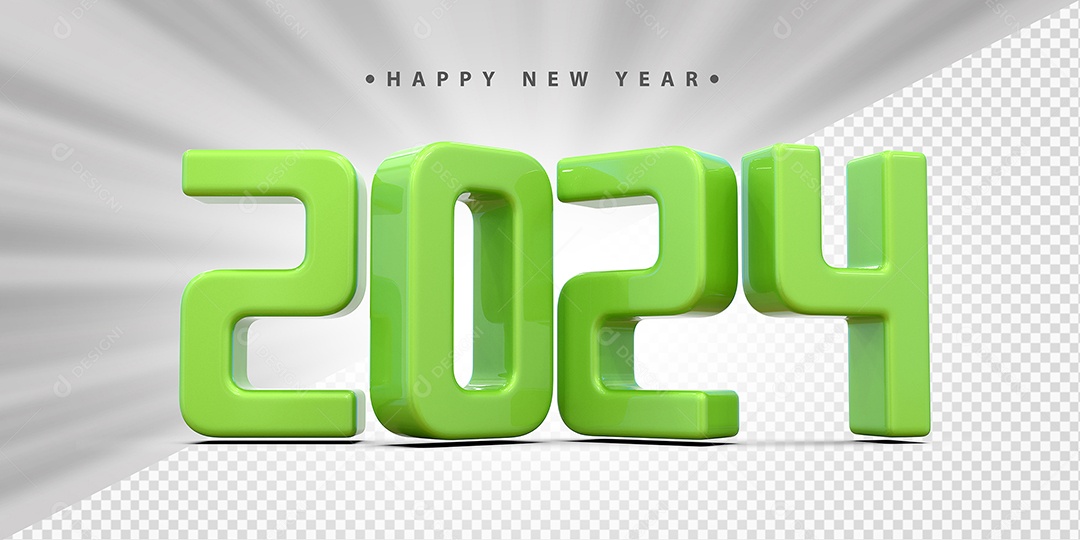 Feliz Ano Novo 2024 Verde Social Media PSD Editável