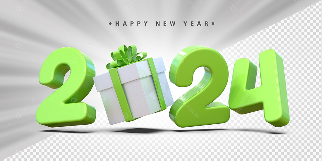 Feliz Ano Novo 2024 Verde Social Media PSD Editável