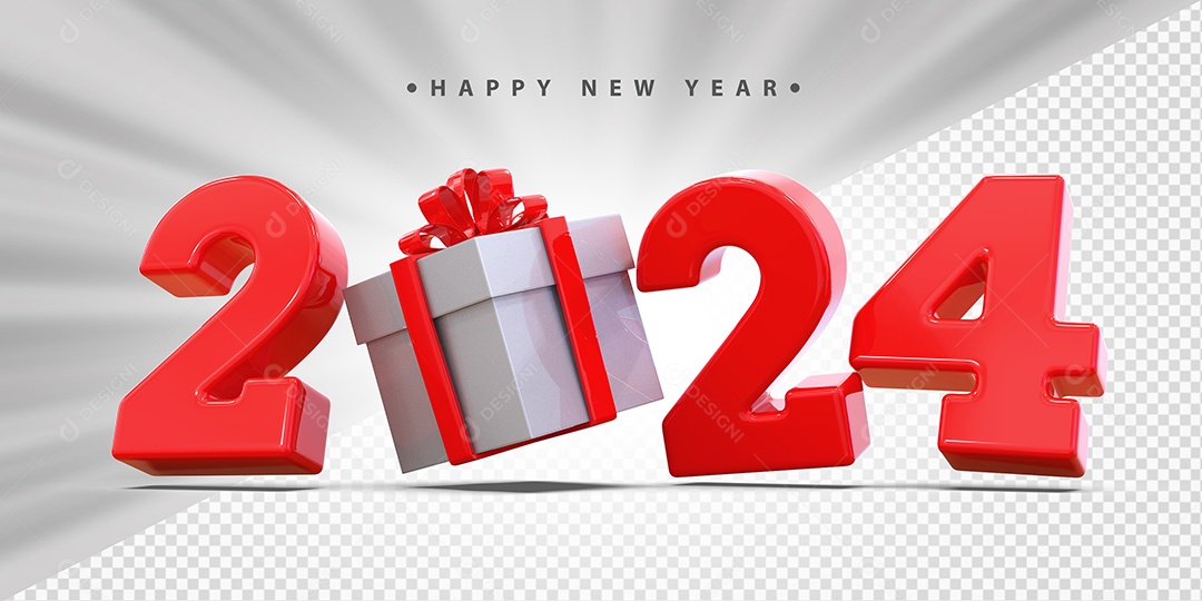 Feliz Ano Novo 2024 Vermelho Social Media PSD Editável