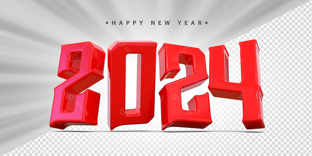Feliz Ano Novo 2024 Vermelho Social Media PSD Editável
