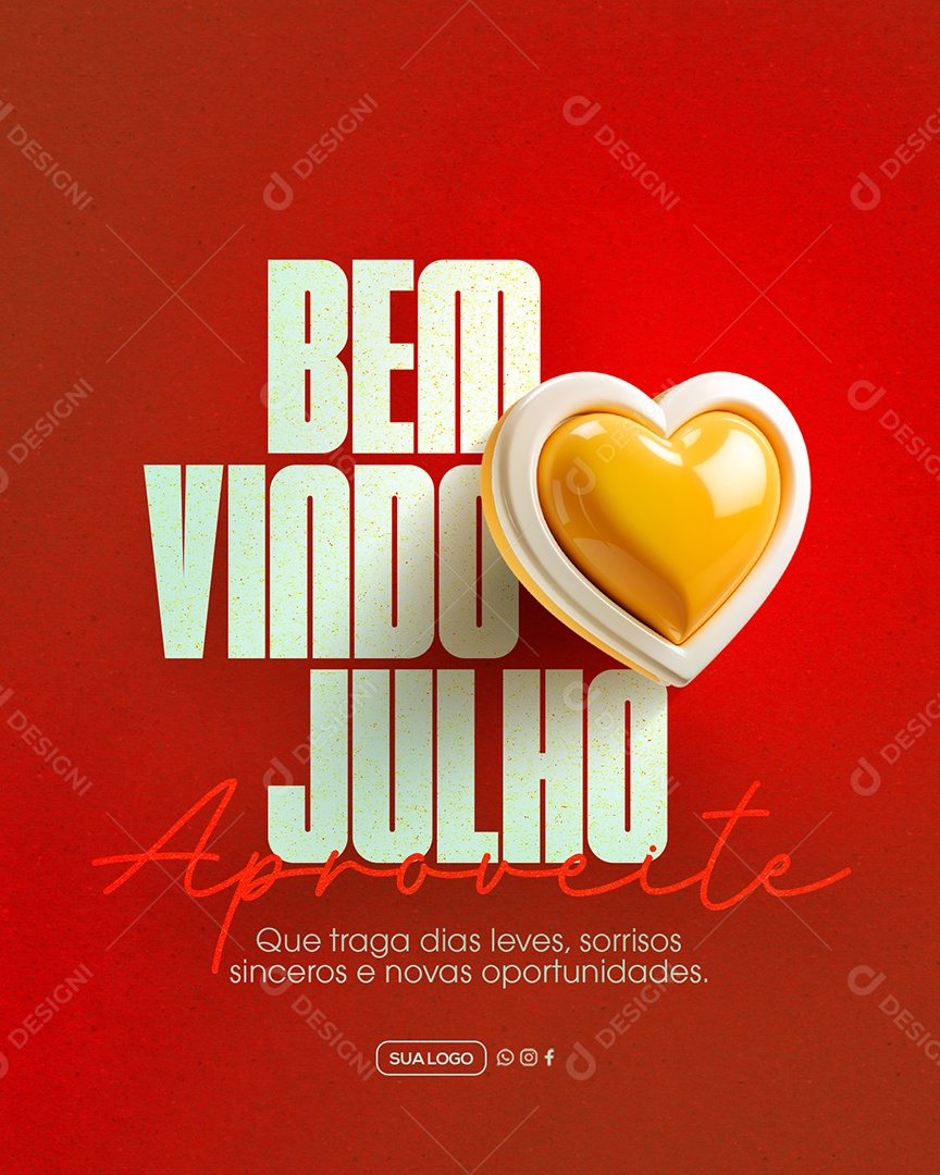 Bem Vindo Julho Social Media PSD Editável