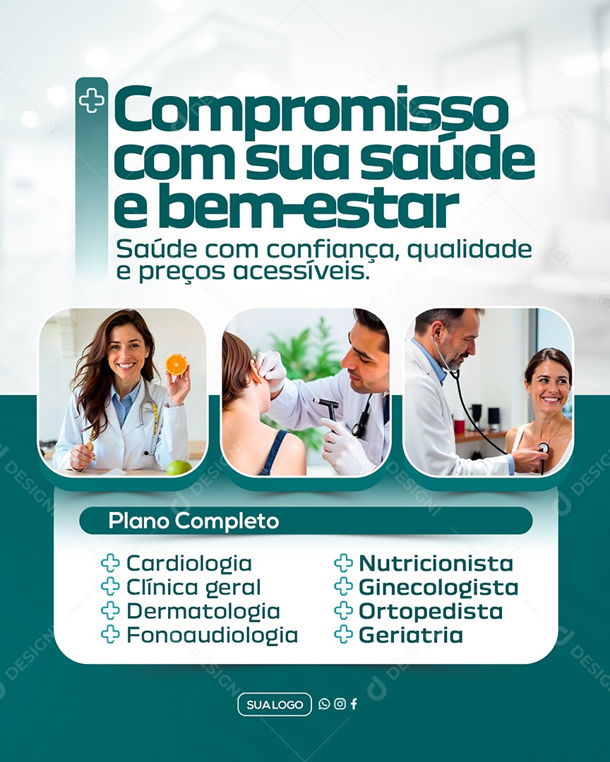 Convênio Médico Compromisso com sua Saúde Social Media PSD Editável