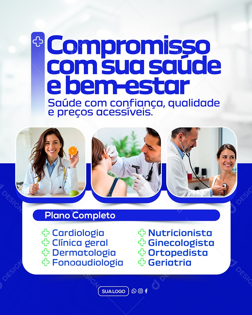Convênio Médico Compromisso com sua Saúde Social Media PSD Editável