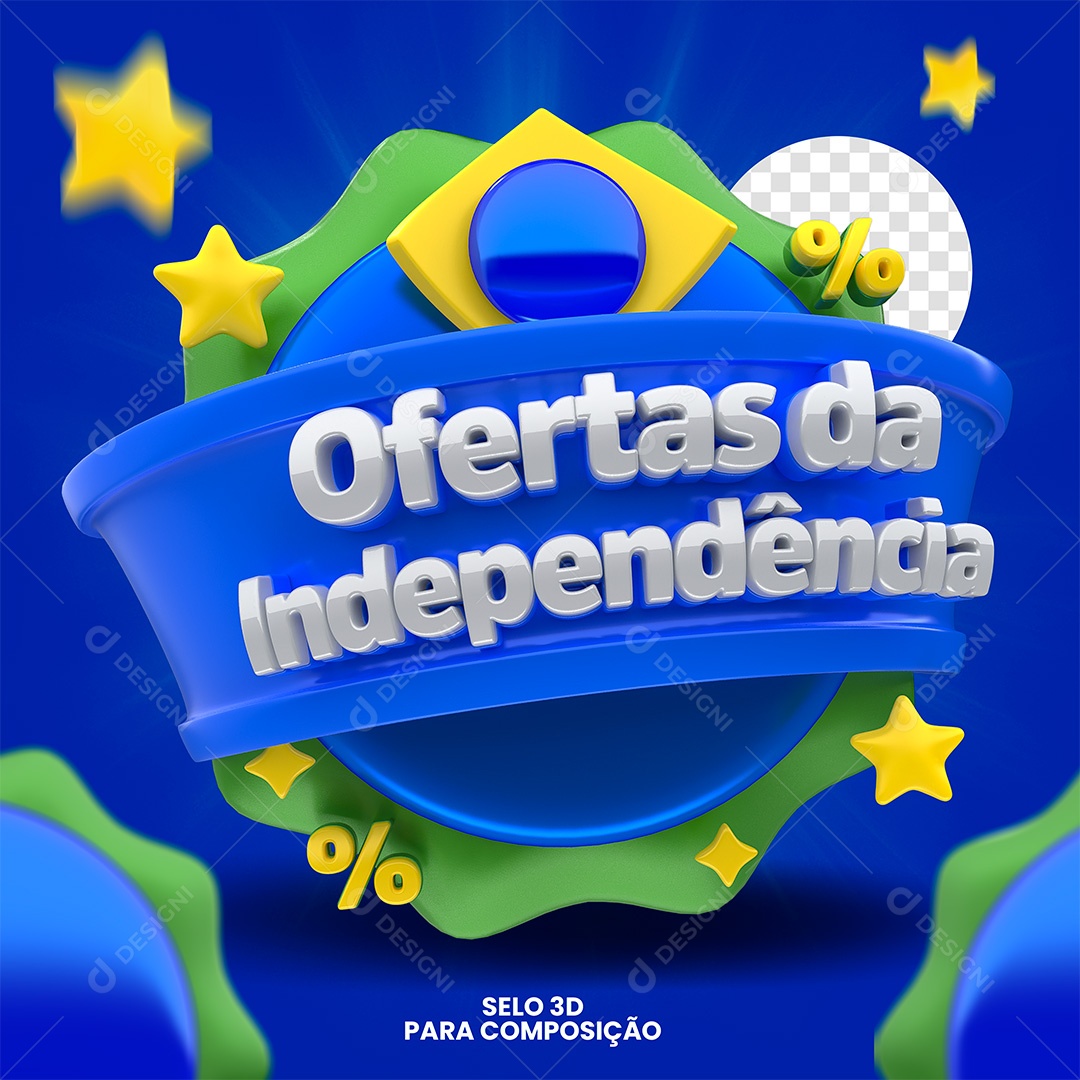 Ofertas da Independência Selo 3D Azul Para Composição PSD