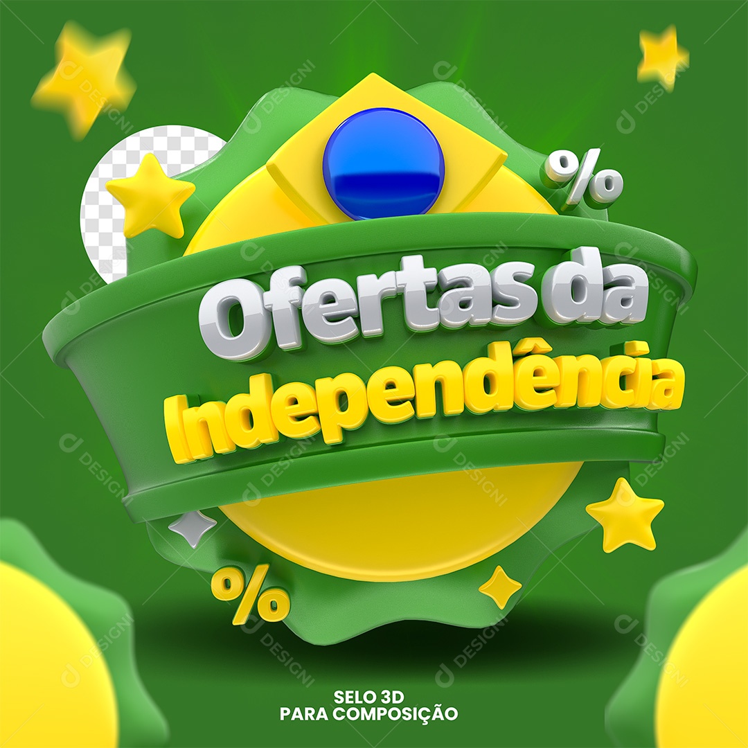 Ofertas da Independência Selo 3D Para Composição PSD