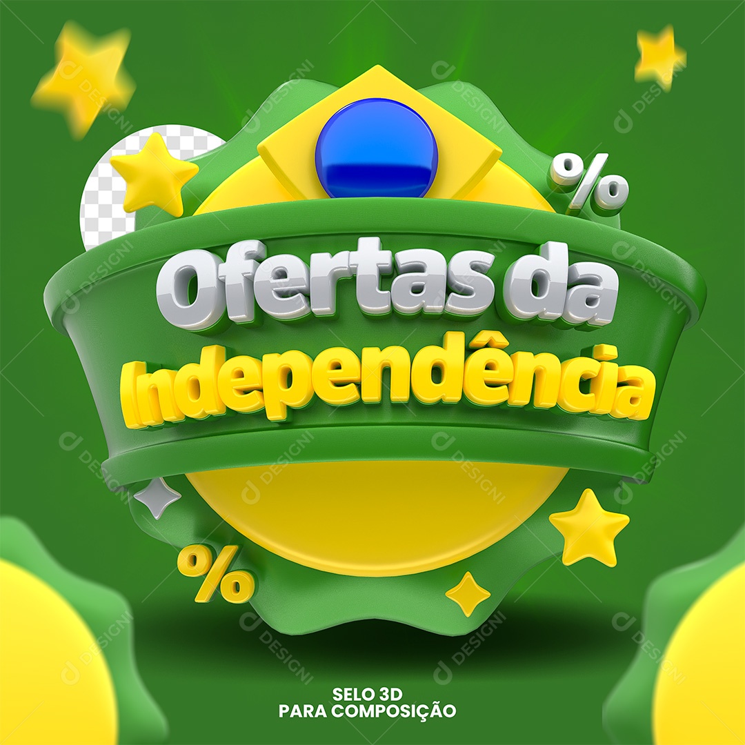 Ofertas da Independência Selo 3D Para Composição PSD