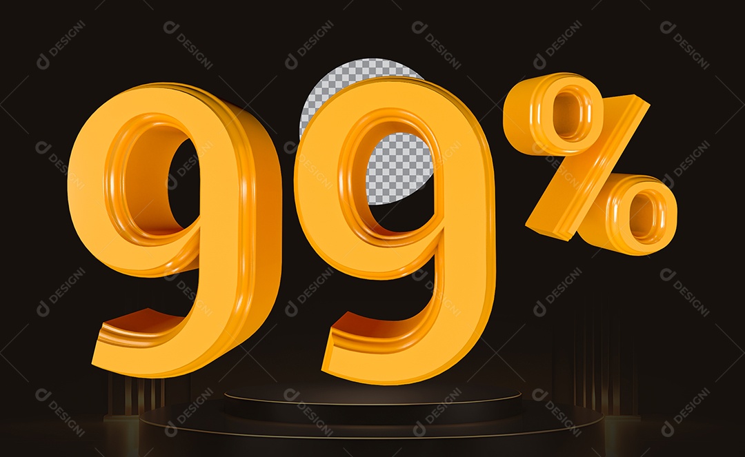Elemento 3D Número 99% Para Composição PSD
