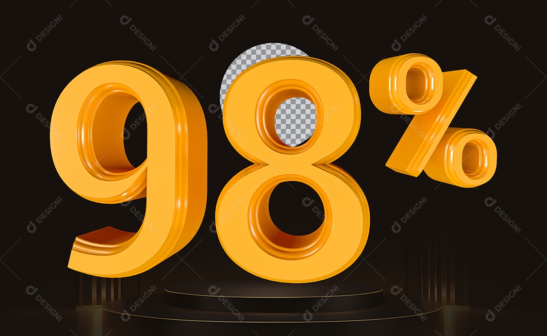 Elemento 3D Número 98% Para Composição PSD