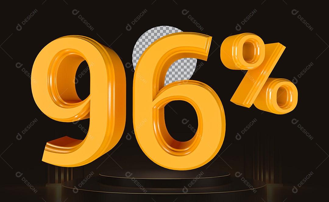 Elemento 3D Número 96% Para Composição PSD
