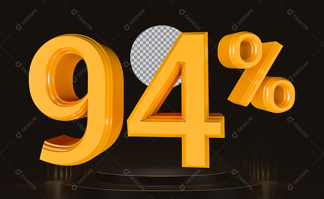 Elemento 3D Número 94% Para Composição PSD