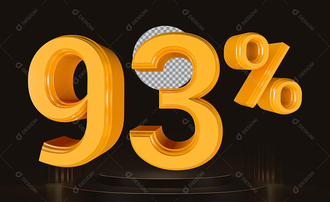 Elemento 3D Número 93% Para Composição PSD