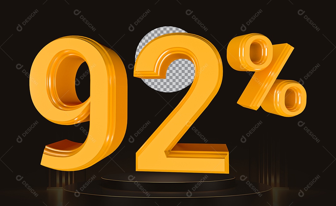 Elemento 3D Número 92% Para Composição PSD