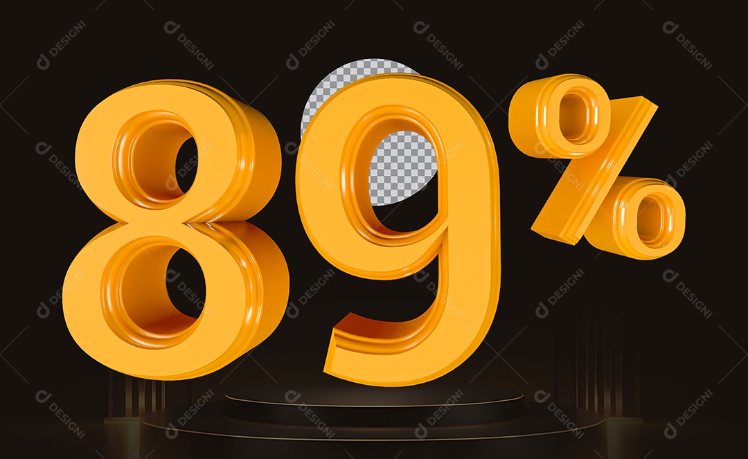 Elemento 3D Número 89% Para Composição PSD