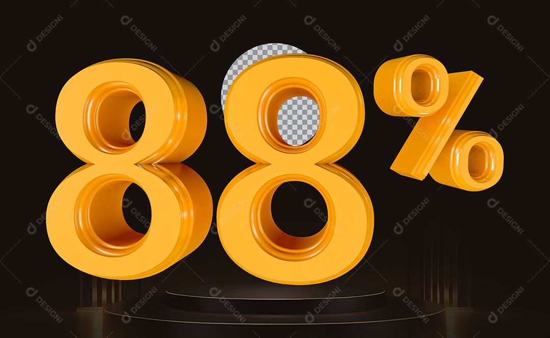 Elemento 3D Número 88% Para Composição PSD