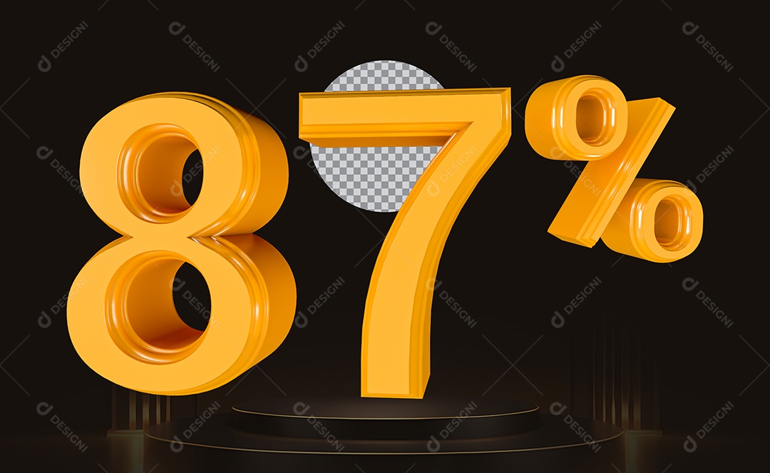 Elemento 3D Número 87% Para Composição PSD