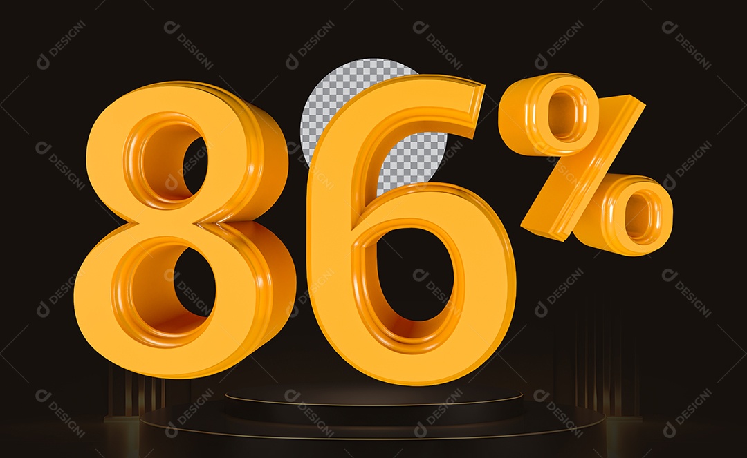 Elemento 3D Número 86% Para Composição PSD