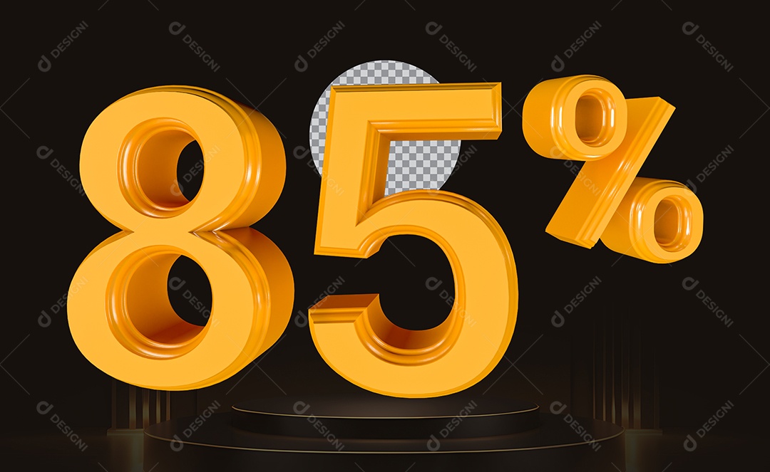 Elemento 3D Número 85% Para Composição PSD