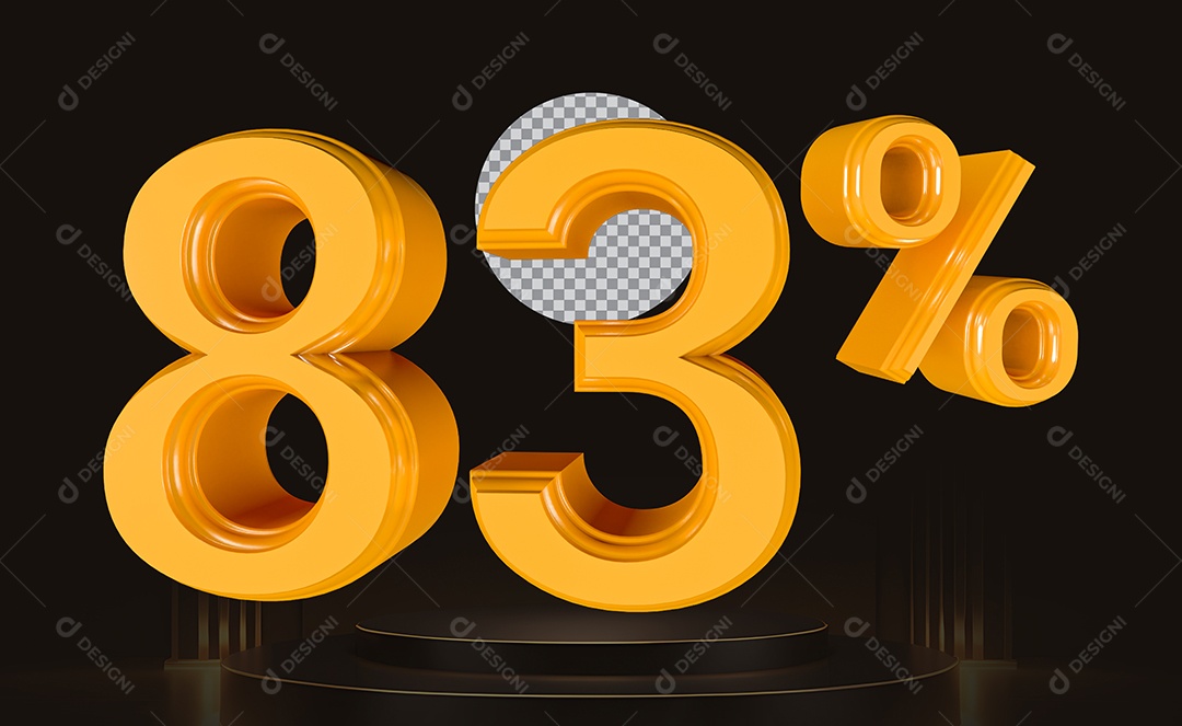 Elemento 3D Número 83% Para Composição PSD