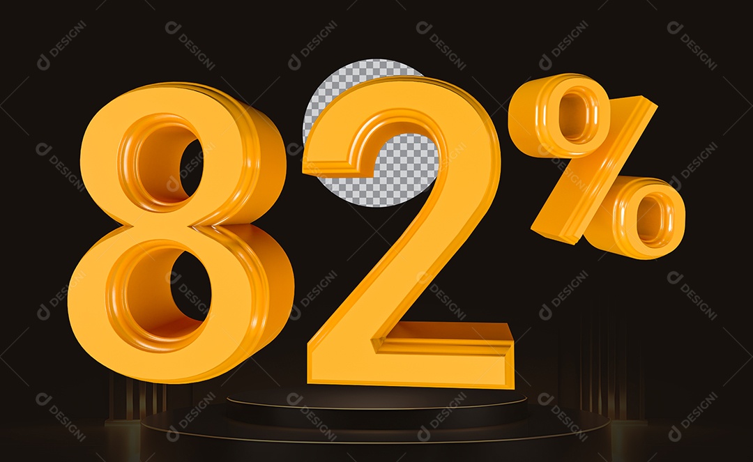 Elemento 3D Número 82% Para Composição PSD