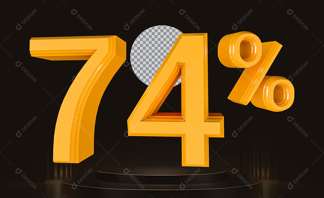 Elemento 3D Número 74% Para Composição PSD