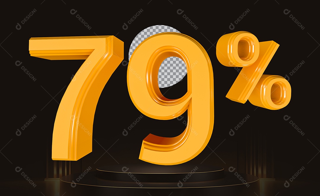 Elemento 3D Número 79% Para Composição PSD