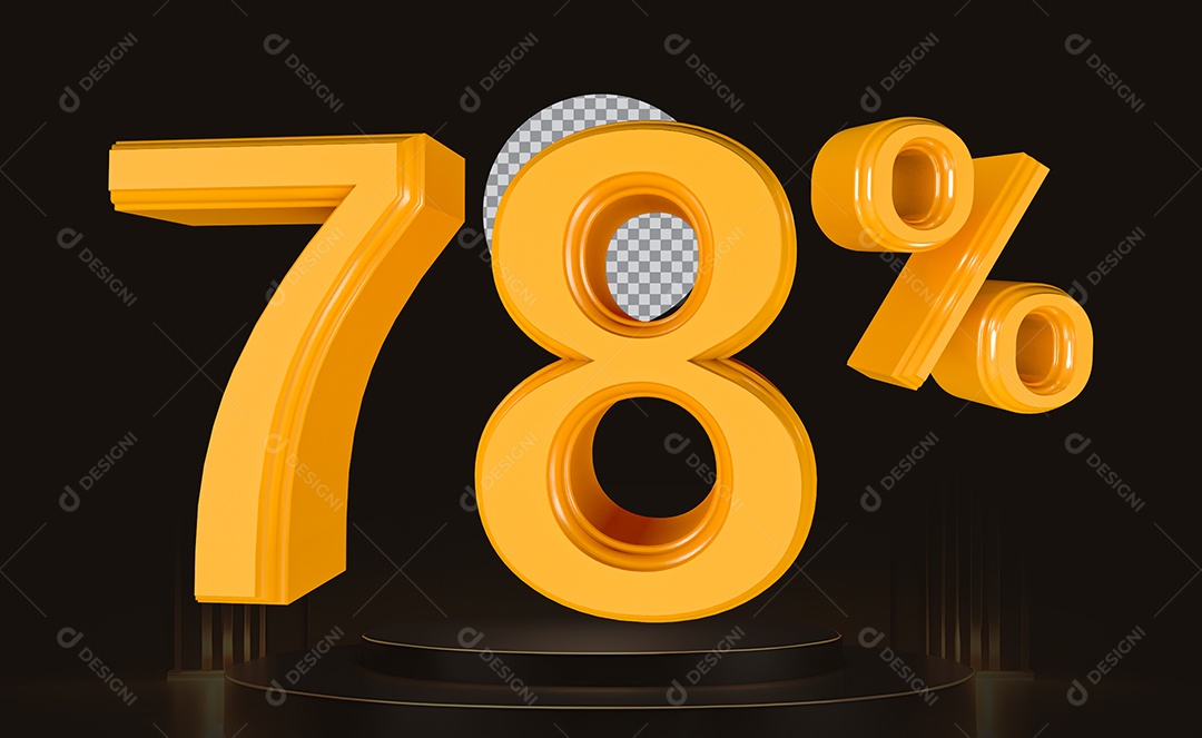 Elemento 3D Número 78% Para Composição PSD