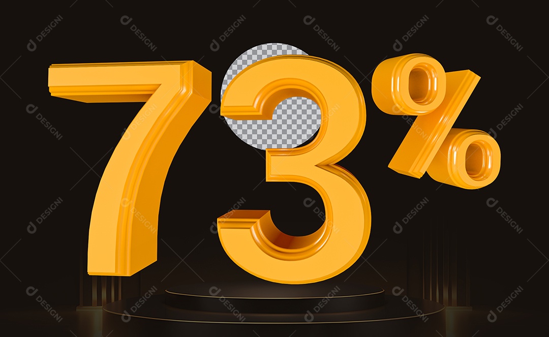 Elemento 3D Número 73% Para Composição PSD