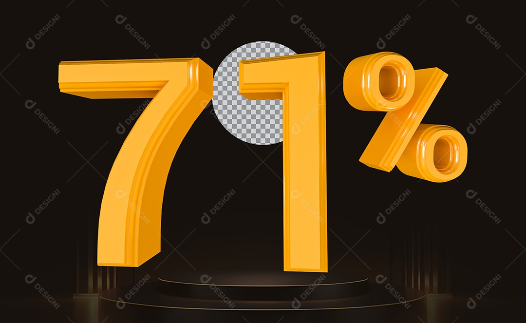 Elemento 3D Número 71% Para Composição PSD