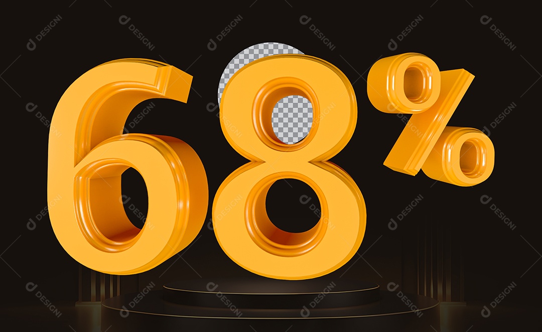 Elemento 3D Número 68% Para Composição PSD