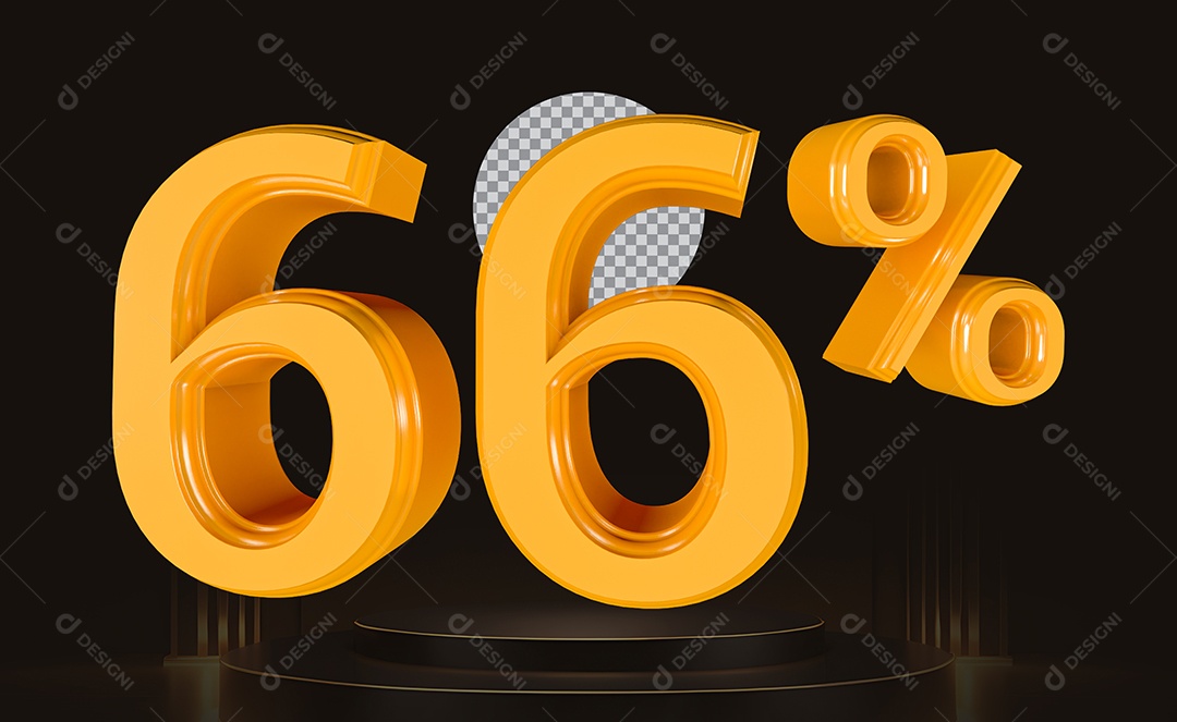 Elemento 3D Número 66% Para Composição PSD