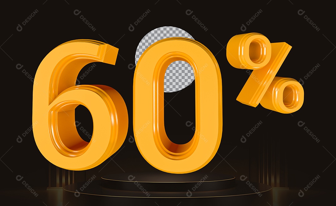 Elemento 3D Número 60% Para Composição PSD